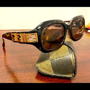 FENDI VINTAGE SUNGLASSES Black Bronze Gold - Limited